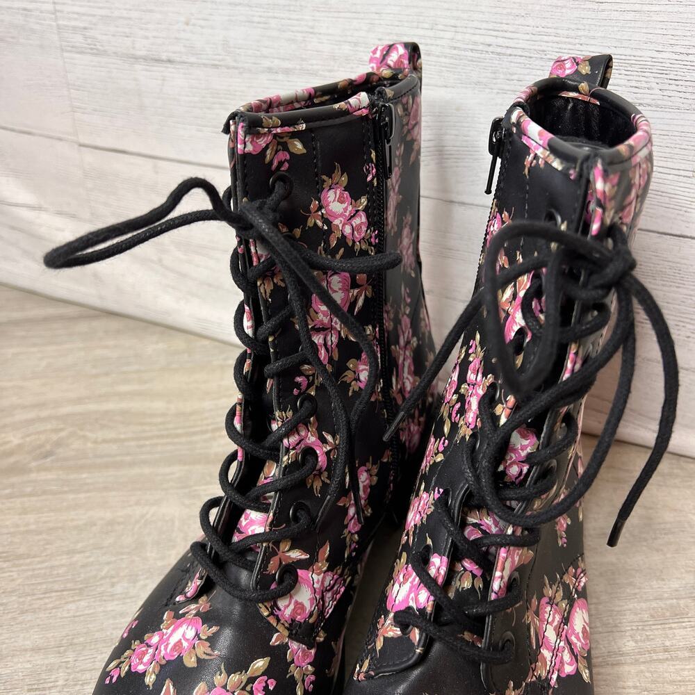 Jellypop Boots Womens Size 9M Black Ramsey Floral Chunky Combat Y2K 90's - Picture 5 of 16